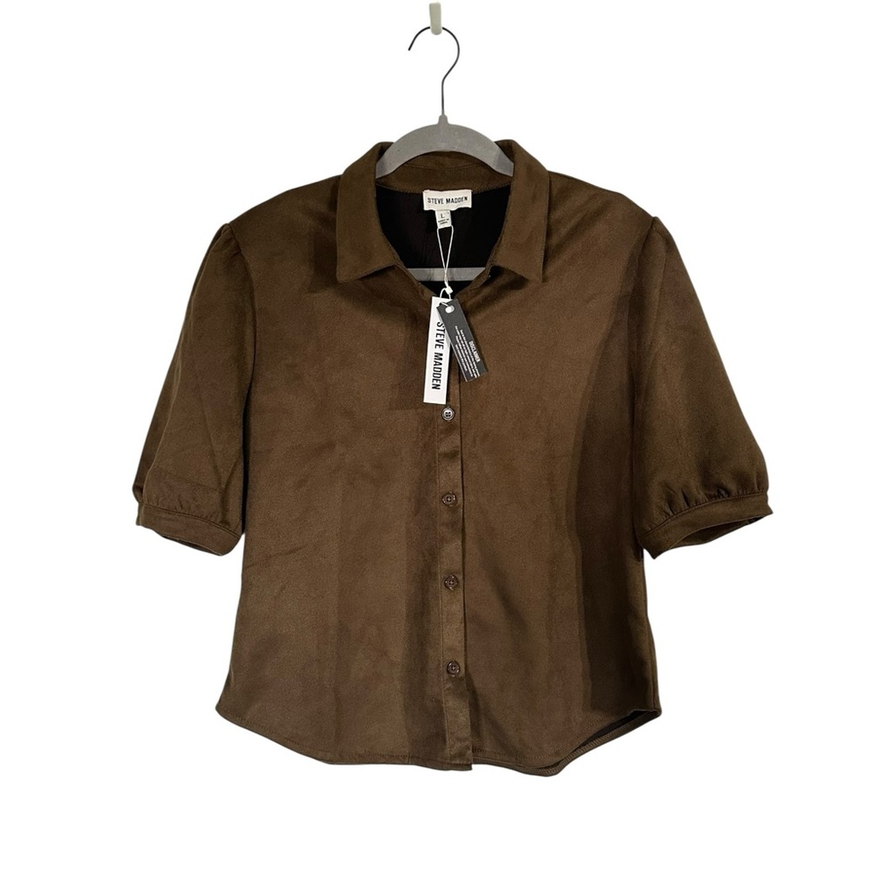 NWT - Steve Madden Suede Chocolate Brown Shirt MSRP $69